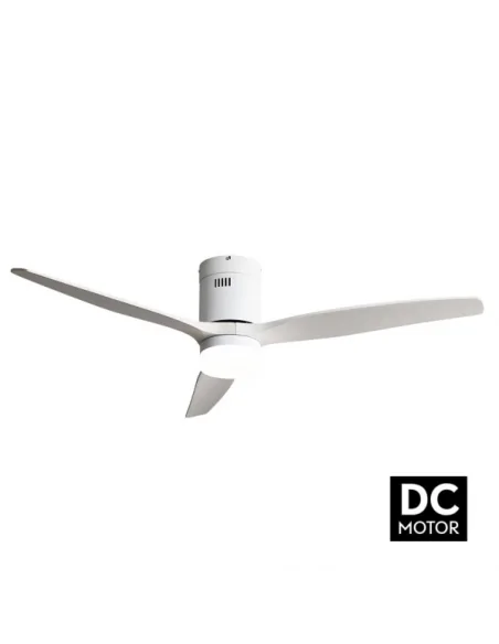 Ventilador de techo Aguilon blanco y palas blancas Motor DC Fabrilamp 128291301 Ø132 cm altura 34 cm, Ventiladores rústicos