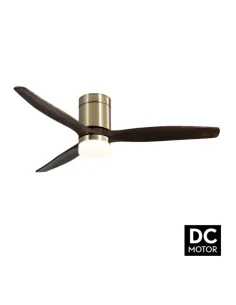 Ventilador de techo Aguilon cuero y palas roble Motor DC Fabrilamp 128291364 Ø132 cm altura 34 cm, Ventiladores rústicos