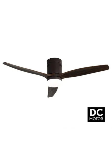 Ventilador de techo Aguilon marrón y palas roble Motor DC Fabrilamp 128291302 Ø132 cm altura 34 cm, Ventiladores rústicos