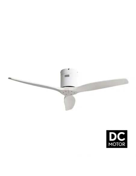 Ventilador de techo Aguilon blanco y palas blancas Motor DC Fabrilamp 128290301 Ø132 cm altura 25 cm, Ventiladores sin luz