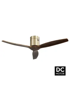 Ventilador de techo Aguilon cuero y palas roble Motor DC Fabrilamp 128290364 Ø132 cm altura 25 cm, Ventiladores sin luz