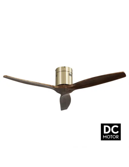 Ventilador de techo Aguilon cuero y palas roble Motor DC Fabrilamp 128290364 Ø132 cm altura 25 cm, Ventiladores sin luz