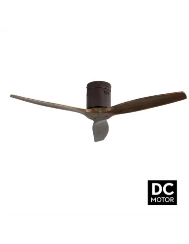 Ventilador de techo Aguilon marrón y palas roble Motor DC Fabrilamp 128290302 Ø132 cm altura 25 cm, Ventiladores sin luz