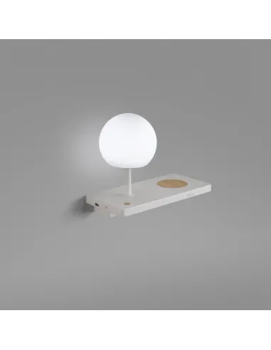 Aplique izquierdo con cargador para móviles 01014 NIKO FARO led 6w 3000k dimmable induccion con conector usb, Lámparas modernas