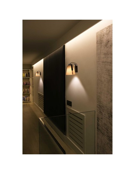 Apliques de pared 29844 STOOD FARO negra + madera e27 max 20w, Lámparas modernas