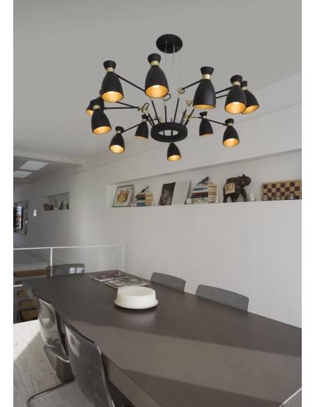 Lámparas de techo RETRO 20051 FARO 12 l negro-oro satinado e14 max 20w, Lámparas modernas