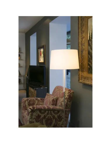Pie de salón con pantalla FARO VOLTA 20029 blanco E27 alto 151 cm, Lámparas modernas