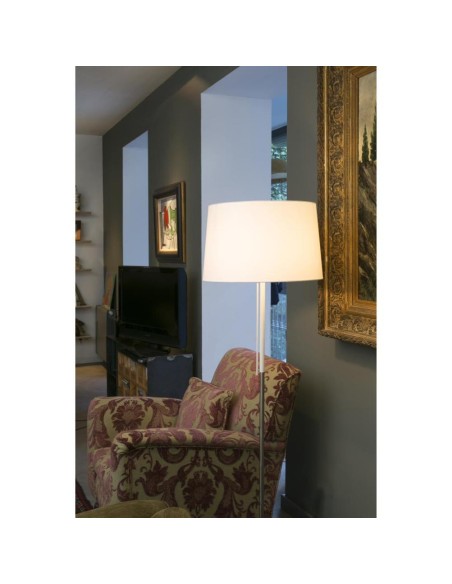 Pie de salón con pantalla FARO VOLTA 20029 blanco E27 alto 151 cm, Lámparas modernas