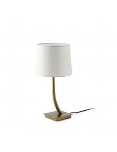 Lámpara sobremesa Rem 29685-04 Faro bronce pantalla blanca, Sobremesas