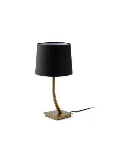 Lámpara sobremesa Rem 29685-06 Faro bronce pantalla negra, Sobremesas