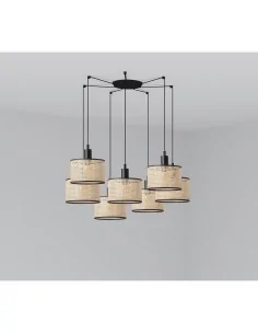 Lampara colgante Mambo 64314-47-7L Faro negro p. ratan e27 ø210*200*ø210 7l, Lámparas modernas