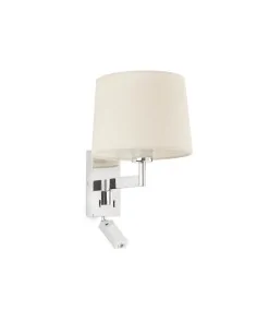 Aplique de pared Artis 68493-02 Faro con lector cromo pantalla beige, Lámparas modernas