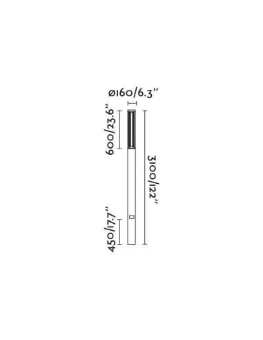 Farola Screen 751222 Faro 3.1m 4000k cri90 he asym, Farolas jardin
