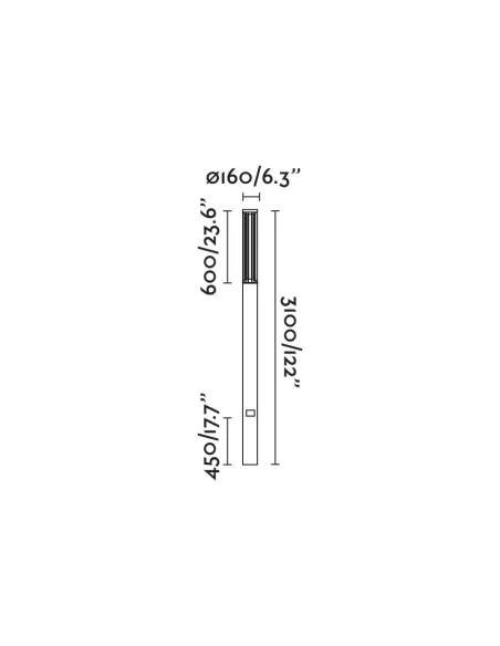 Farola Screen 751222 Faro 3.1m 4000k cri90 he asym, Farolas jardin