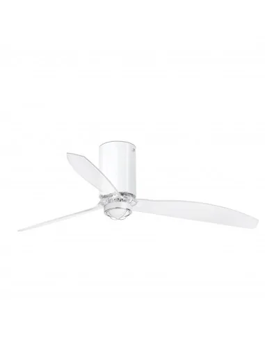 Ventilador de techo Mini Tube 32038-9 Faro ø1280 mm blanco brillo 3 palas motor DC, Ventiladores sin luz