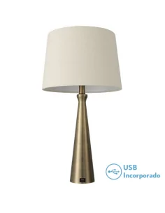 Sobremesa Pearl 1xe27 Cuero Puerto Usb 130771014 Fabrilamp