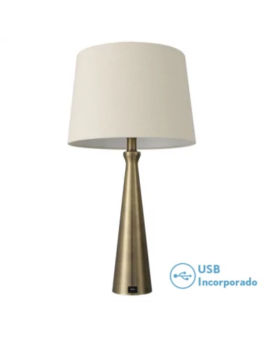 Sobremesa Pearl 1xe27 Cuero Puerto Usb 130771014 Fabrilamp