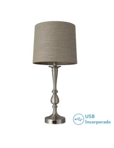 Sobremesa Khalifa 1xe27 Niquel Puerto Usb 130871003 Fabrilamp